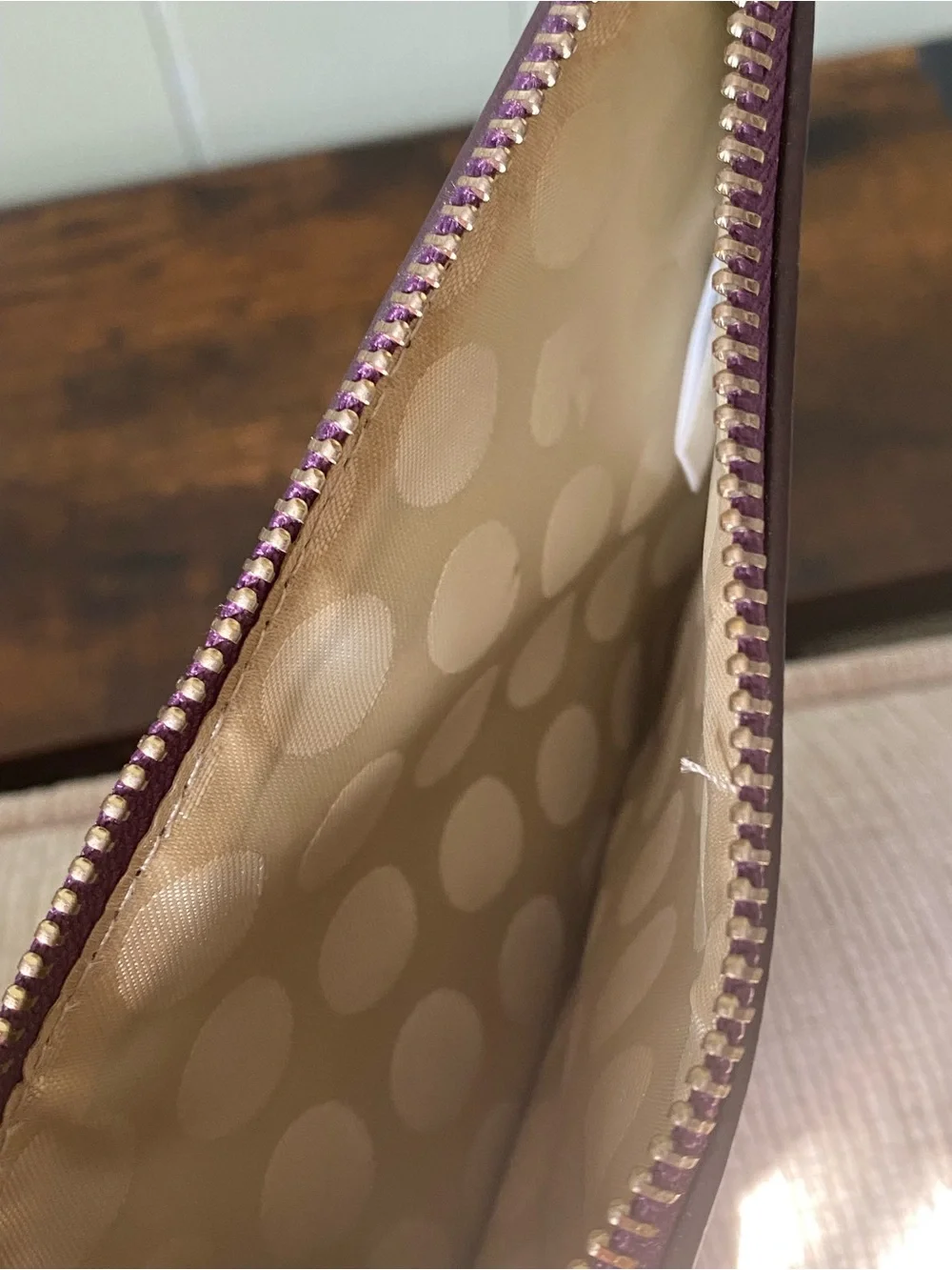 kate spade Purple Saffiano Zip Wristlet with Gold Logo